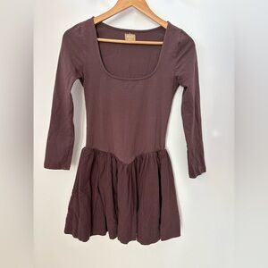 Free people Brown Long Sleeve Dress with pockets!